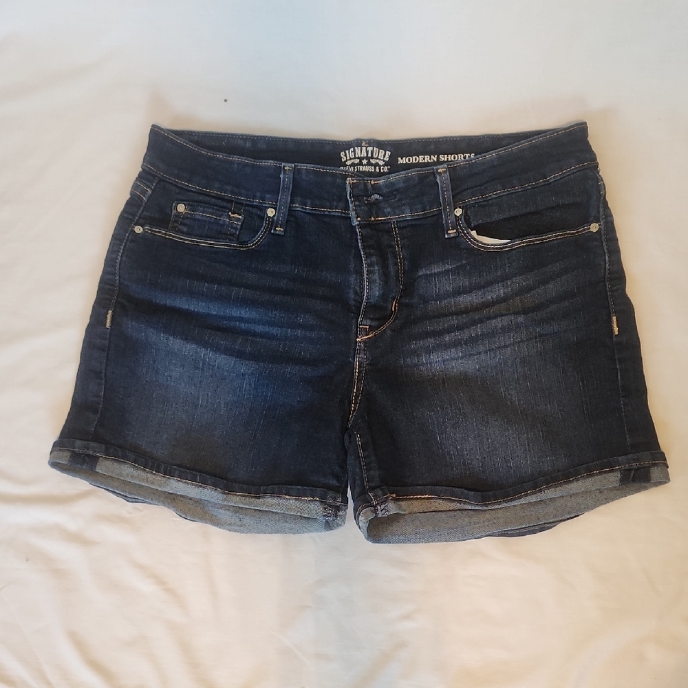 Signature Dark Blue Denim Jean Shorts
